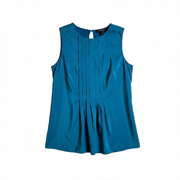 Banana Republic Tops - Banana Republic Womens XS Teal Blue Pleated Front Mixed‎ Media Sleeveless Blouse